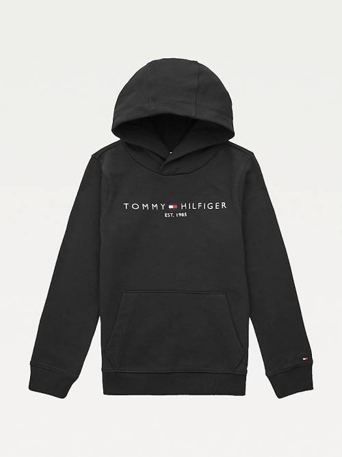 Tommy Hilfiger Essential Logo Organic Katoenen Hoodie Meisjes Zwart | TH159SKF