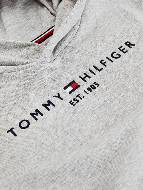 Tommy Hilfiger Essential Logo Organic Katoenen Hoodie Jongens Grijs | TH372UEW