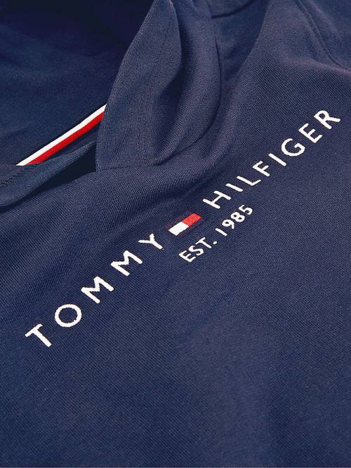 Tommy Hilfiger Essential Logo Organic Katoenen Hoodie Jongens Blauw | TH543PNM