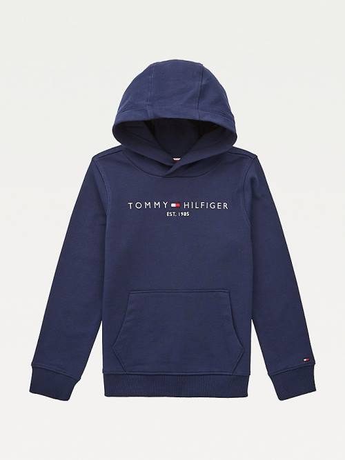 Tommy Hilfiger Essential Logo Organic Katoenen Hoodie Jongens Blauw | TH543PNM