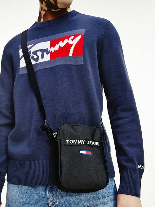 Tommy Hilfiger Essential Logo Reporter Tassen Heren Zwart | TH471YKZ