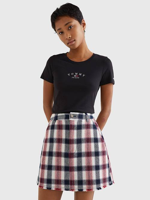 Tommy Hilfiger Essential Logo Skinny Fit T-shirts Dames Zwart | TH039SOD