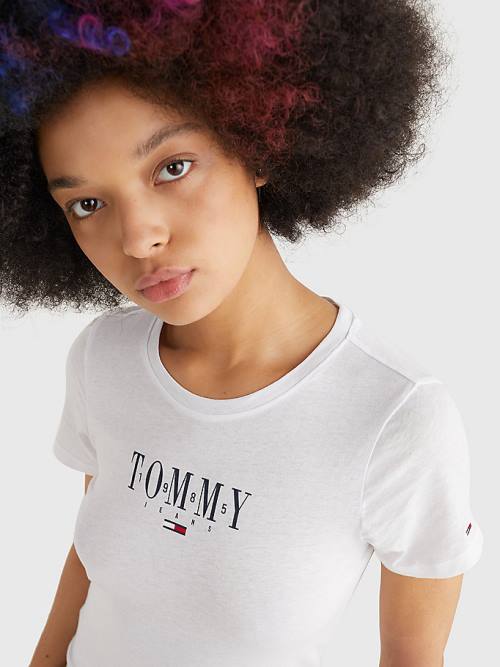 Tommy Hilfiger Essential Logo Skinny Fit T-shirts Dames Wit | TH106JYZ