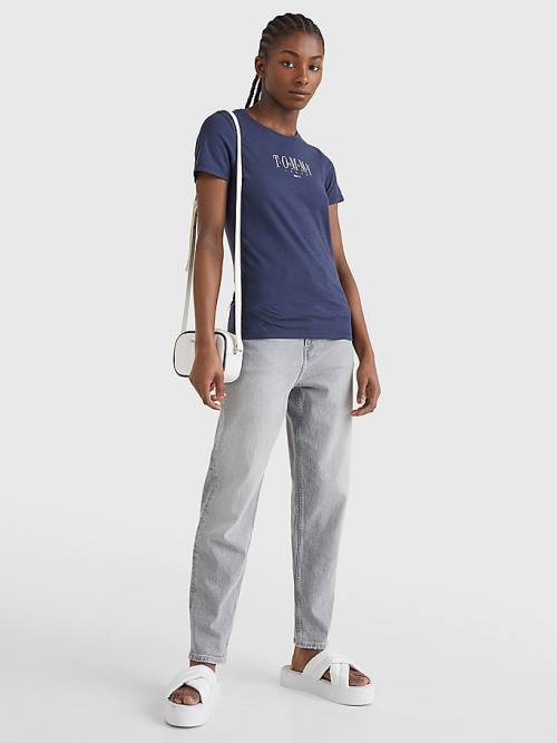 Tommy Hilfiger Essential Logo Skinny Fit T-shirts Dames Blauw | TH273FGS