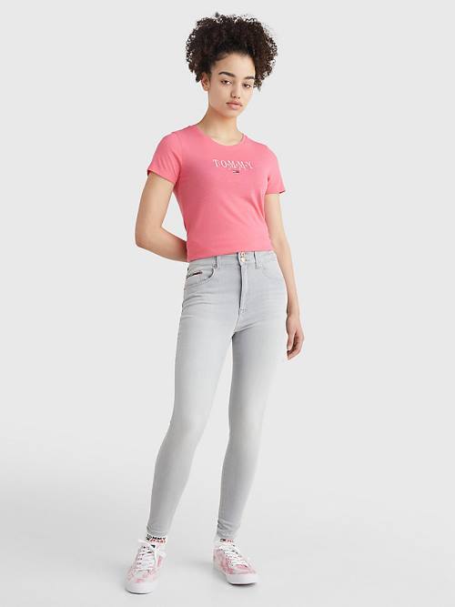 Tommy Hilfiger Essential Logo Skinny Fit T-shirts Dames Roze | TH423ESJ