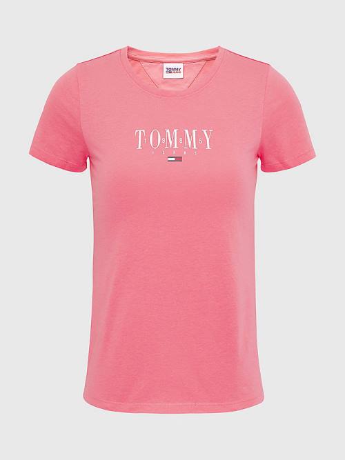 Tommy Hilfiger Essential Logo Skinny Fit T-shirts Dames Roze | TH423ESJ