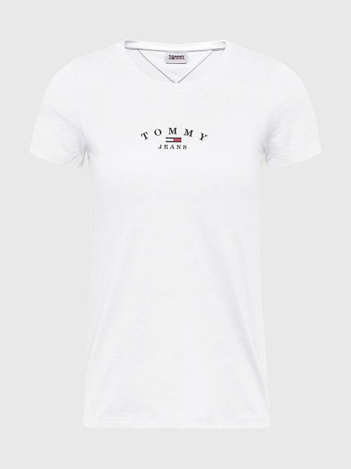 Tommy Hilfiger Essential Logo Skinny Fit T-shirts Dames Wit | TH589VJW