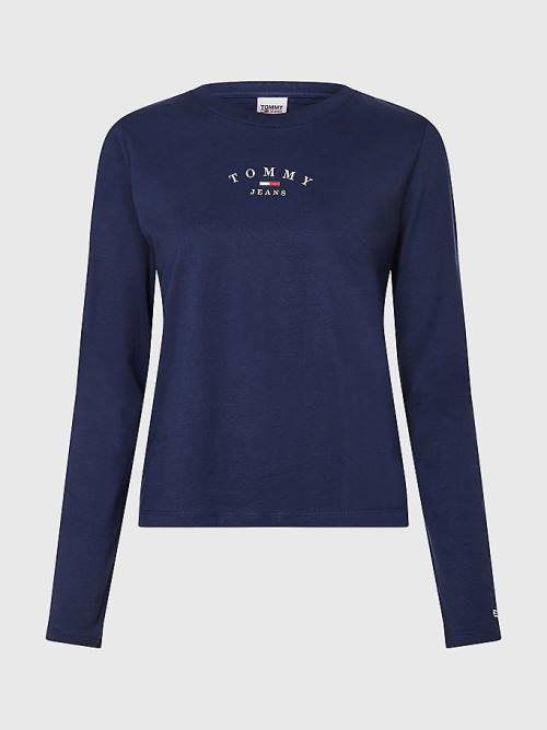 Tommy Hilfiger Essential Logo Slim Fit Long Sleeve T-shirts Dames Blauw | TH106EYP