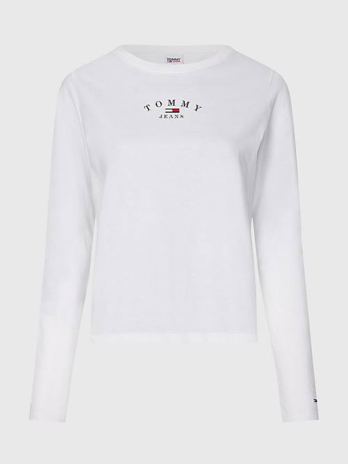 Tommy Hilfiger Essential Logo Slim Fit Long Sleeve T-shirts Dames Wit | TH108LVX