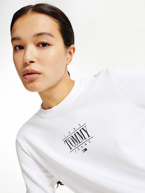 Tommy Hilfiger Essential Logo Sweatshirts Dames Wit | TH467IMY