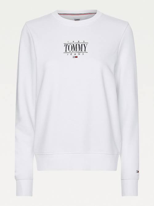 Tommy Hilfiger Essential Logo Sweatshirts Dames Wit | TH467IMY