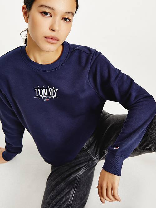 Tommy Hilfiger Essential Logo Sweatshirts Dames Blauw | TH472DZR