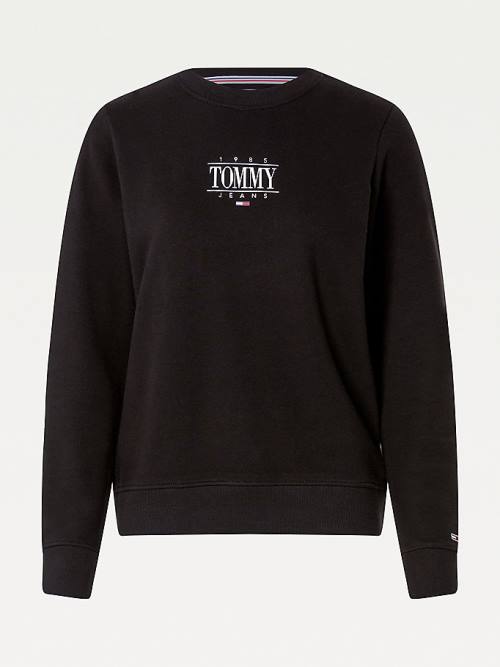 Tommy Hilfiger Essential Logo Sweatshirts Dames Zwart | TH913IPV