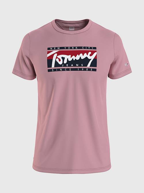 Tommy Hilfiger Essential Logo T-shirts Heren Roze | TH916JHP