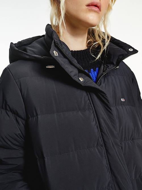 Tommy Hilfiger Essential Long Puffer Coat Jassen Dames Zwart | TH746ZHT