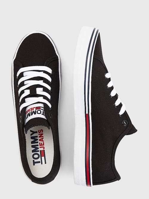 Tommy Hilfiger Essential Low-Top Canvas Sneakers Dames Zwart | TH601RSL