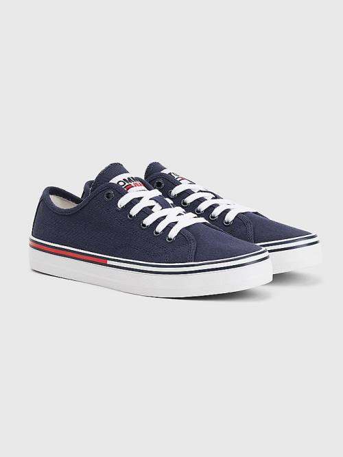 Tommy Hilfiger Essential Low-Top Canvas Sneakers Dames Blauw | TH847AOG