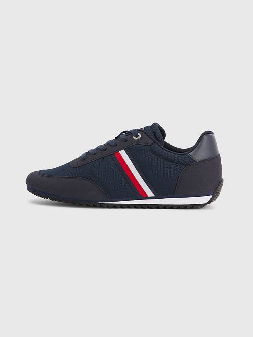 Tommy Hilfiger Essential Mesh Signature Tape Sneakers Heren Blauw | TH516CVO