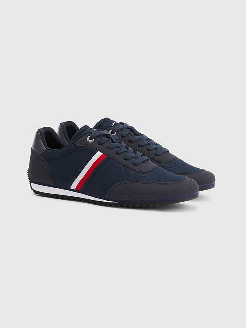 Tommy Hilfiger Essential Mesh Signature Tape Sneakers Heren Blauw | TH516CVO