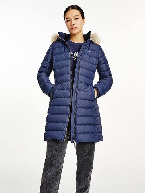 Tommy Hilfiger Essential Met Capuchon Down Coat Jassen Dames Blauw | TH485REH