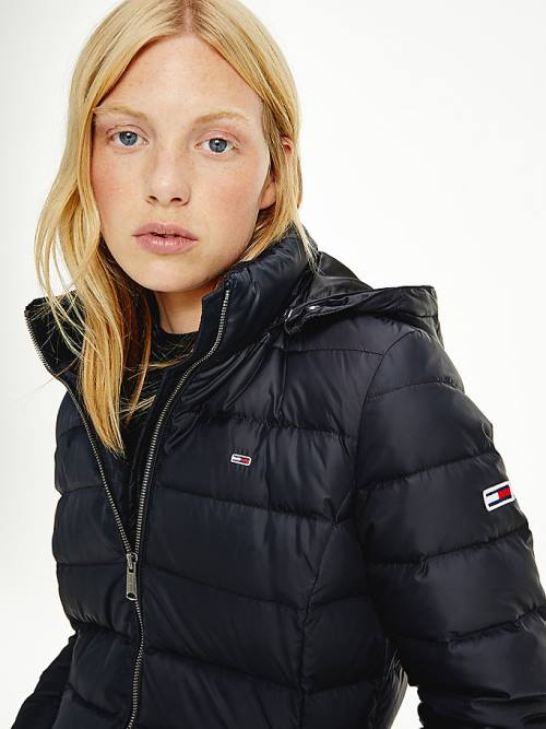 Tommy Hilfiger Essential Met Capuchon Down Coat Jassen Dames Zwart | TH956PUX