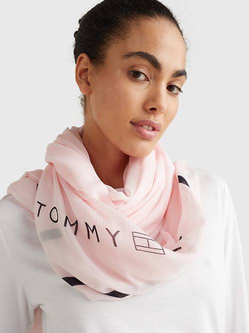 Tommy Hilfiger Essential Modal Logo Sjaals Dames Roze | TH897CRU