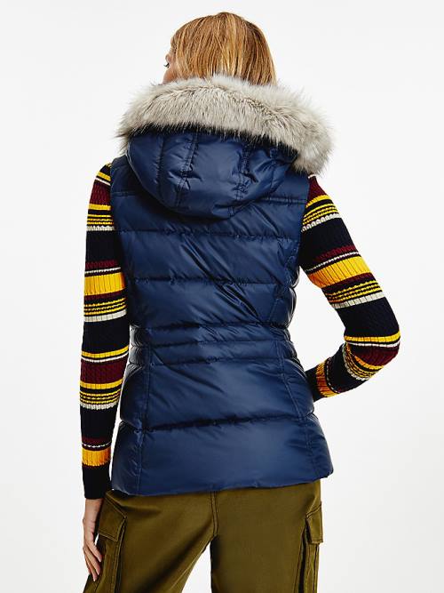 Tommy Hilfiger Essential Monogram Down-Filled Vest Jassen Dames Blauw | TH546YDX