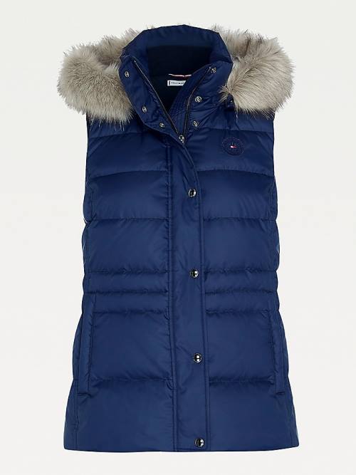 Tommy Hilfiger Essential Monogram Down-Filled Vest Jassen Dames Blauw | TH546YDX