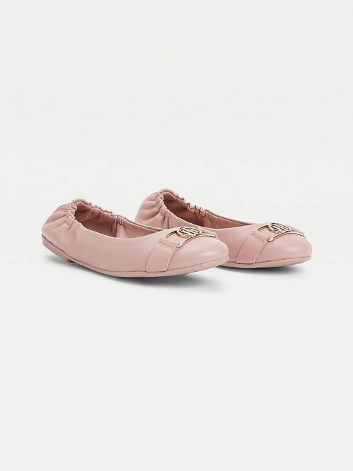 Tommy Hilfiger Essential Monogram Leren Ballerina Schoenen Dames Roze | TH357DJA