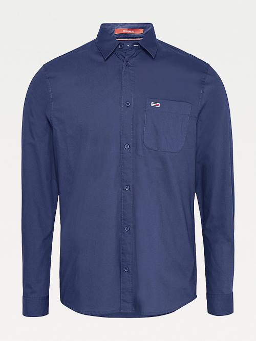 Tommy Hilfiger Essential Organic Katoenen Poplin Overhemd Heren Blauw | TH214WBL