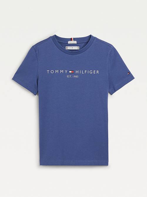 Tommy Hilfiger Essential Organic Katoenen T-shirts Meisjes Blauw | TH395MET