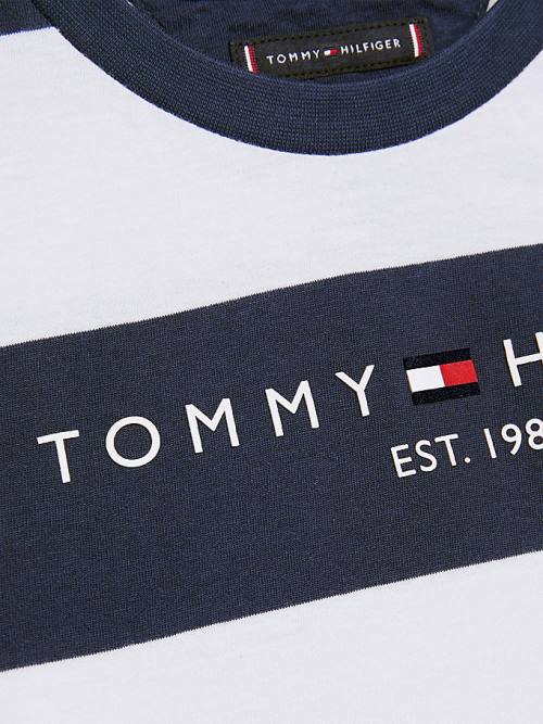 Tommy Hilfiger Essential Organic Katoenen Stripe T-shirts Jongens Blauw | TH835NXT