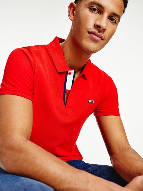 Tommy Hilfiger Essential Organic Katoenen Slim Fit Poloshirt Heren Rood | TH849JGS