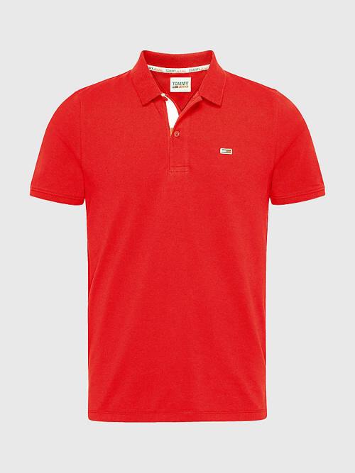 Tommy Hilfiger Essential Organic Katoenen Slim Fit Poloshirt Heren Rood | TH849JGS