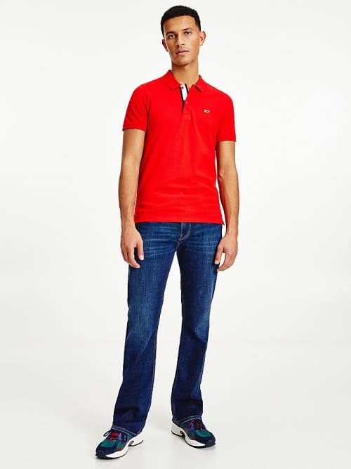 Tommy Hilfiger Essential Organic Katoenen Slim Fit Poloshirt Heren Rood | TH849JGS