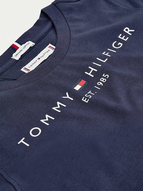 Tommy Hilfiger Essential Organic Katoenen Logo T-shirts Jongens Blauw | TH931TVY