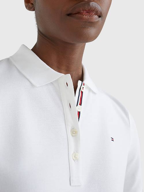 Tommy Hilfiger Essential Placket Detail Poloshirt Dames Wit | TH026TNF