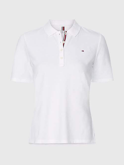 Tommy Hilfiger Essential Placket Detail Poloshirt Dames Wit | TH026TNF