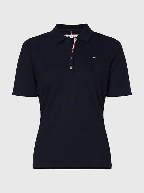 Tommy Hilfiger Essential Placket Detail Poloshirt Dames Blauw | TH381FPV