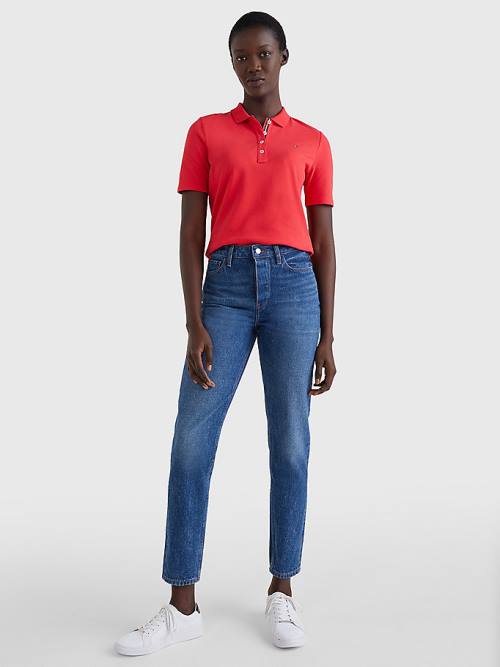 Tommy Hilfiger Essential Placket Detail Poloshirt Dames Rood | TH412VOE