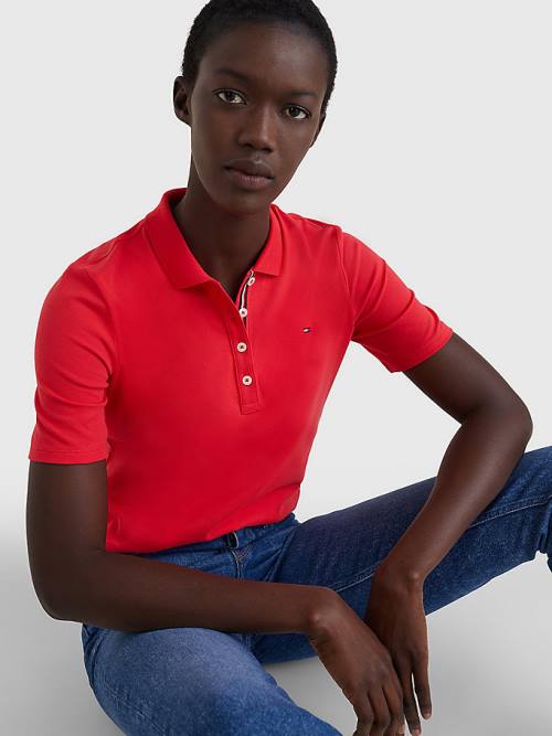 Tommy Hilfiger Essential Placket Detail Poloshirt Dames Rood | TH412VOE