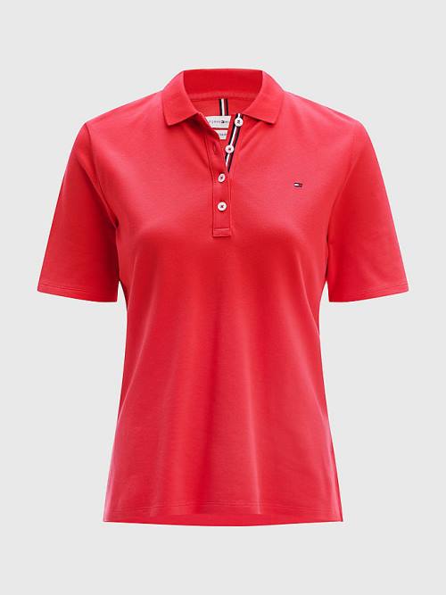 Tommy Hilfiger Essential Placket Detail Poloshirt Dames Rood | TH412VOE