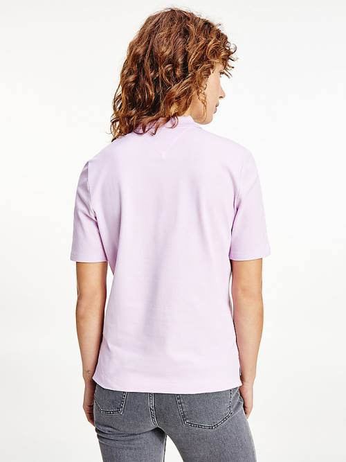 Tommy Hilfiger Essential Placket Detail Poloshirt Dames Paars | TH846BFW