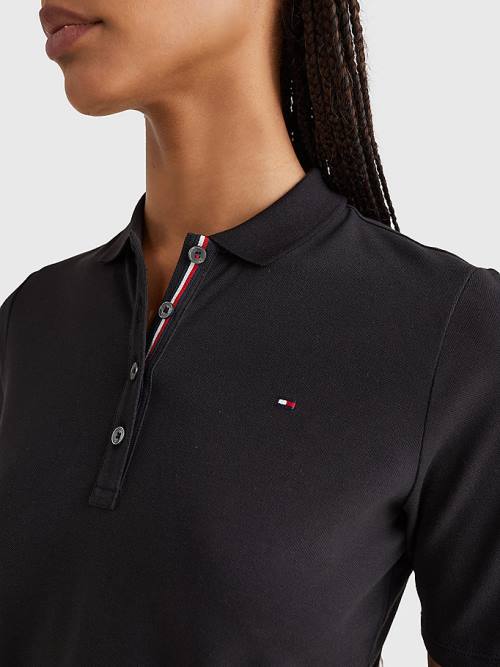 Tommy Hilfiger Essential Placket Detail Poloshirt Dames Zwart | TH972ERX