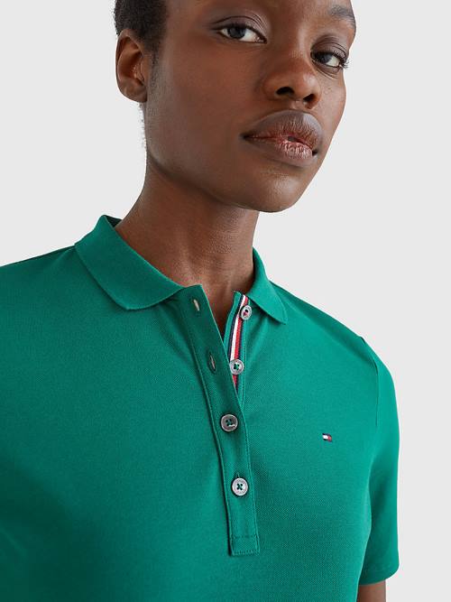 Tommy Hilfiger Essential Placket Detail Poloshirt Dames Groen | TH986JPK