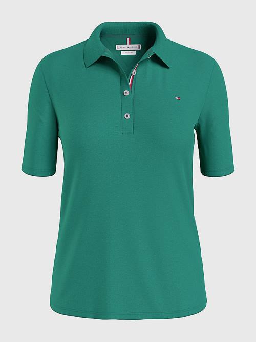 Tommy Hilfiger Essential Placket Detail Poloshirt Dames Groen | TH986JPK