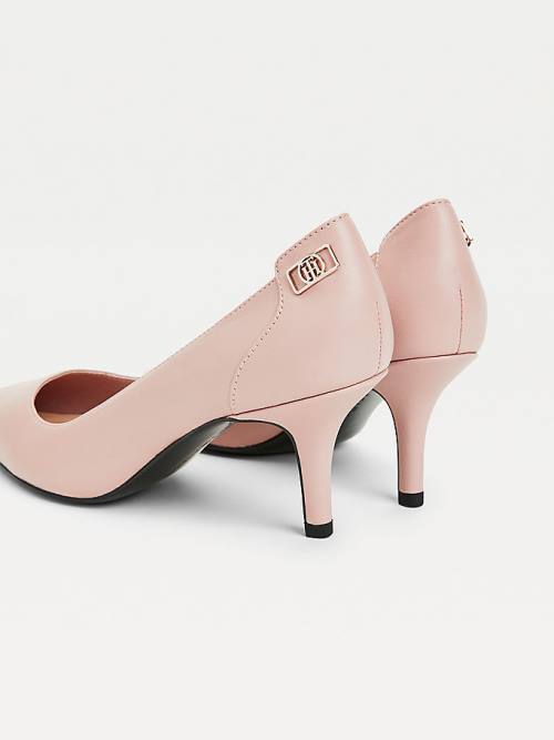 Tommy Hilfiger Essential Pointed Low Leren Pumps Hakken Dames Roze | TH432IOQ