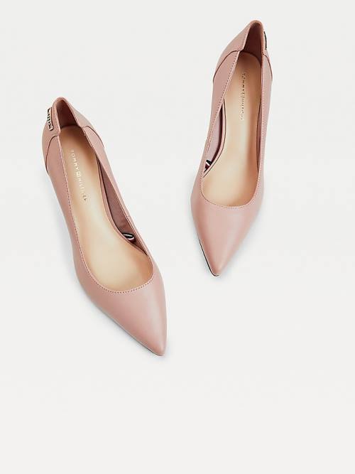 Tommy Hilfiger Essential Pointed Low Leren Pumps Hakken Dames Roze | TH432IOQ