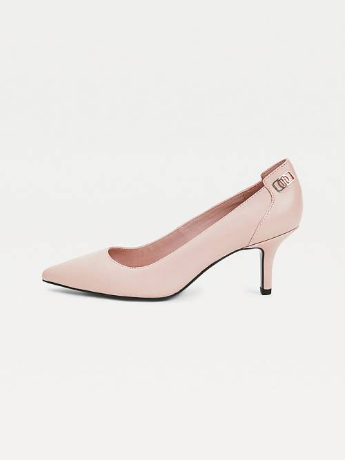 Tommy Hilfiger Essential Pointed Low Leren Pumps Hakken Dames Roze | TH432IOQ