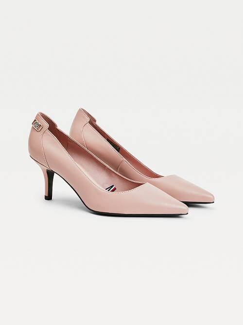 Tommy Hilfiger Essential Pointed Low Leren Pumps Hakken Dames Roze | TH432IOQ